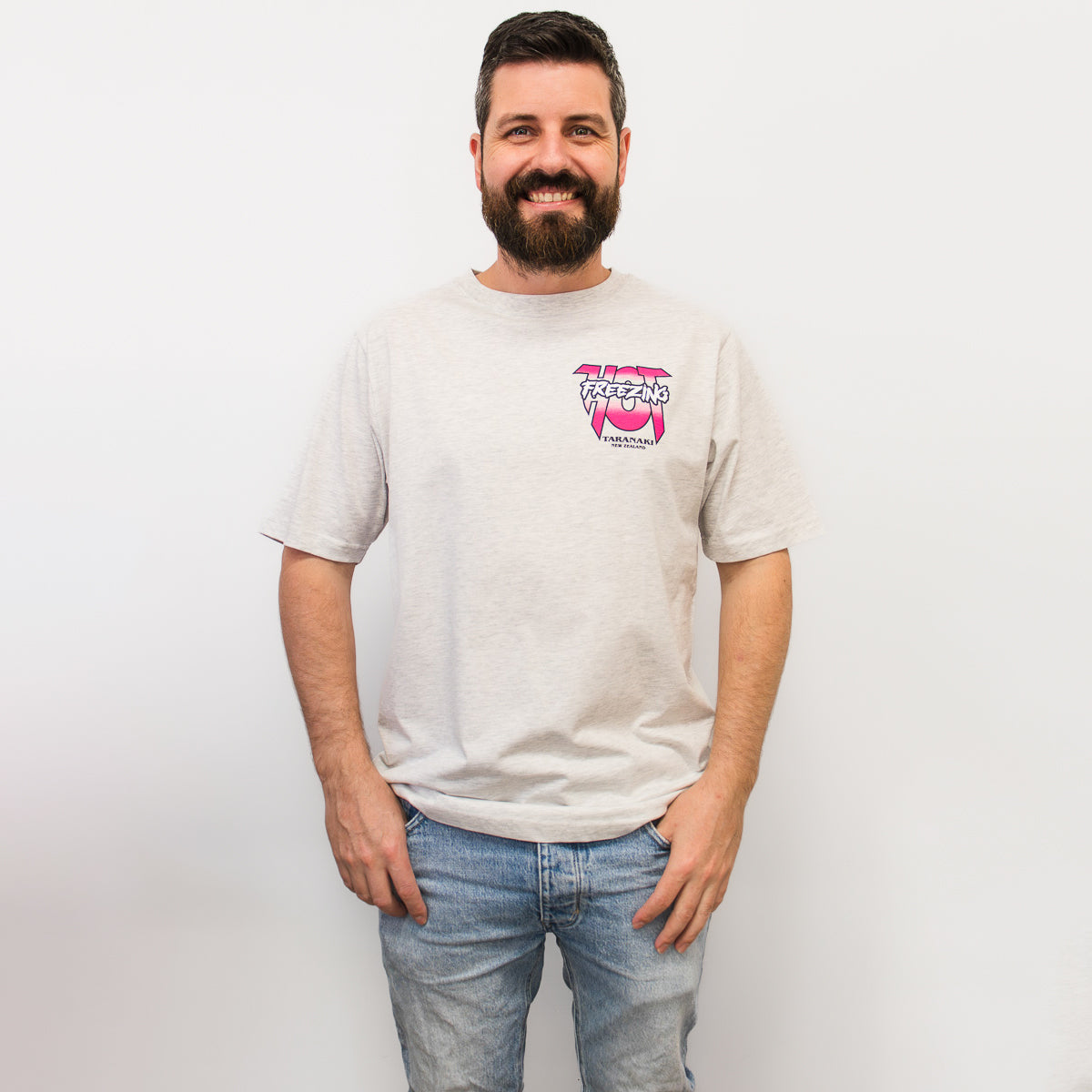 Mens Freezing Hot 90s T-Shirt - Grey Marle