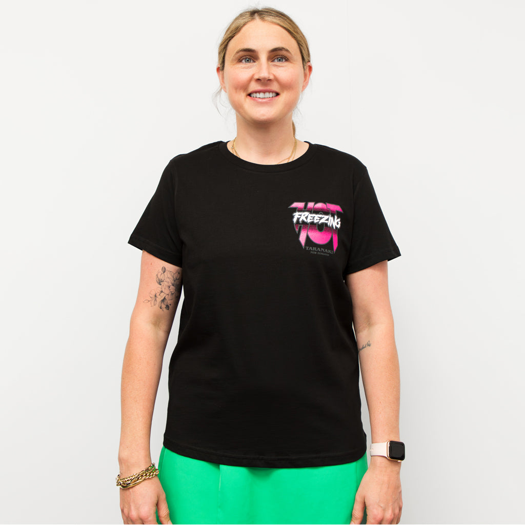 Womens Freezing Hot 90s T-Shirt - Black