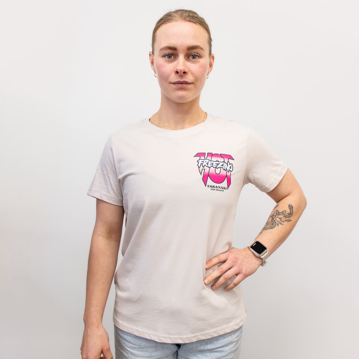 Womens Freezing Hot 90s T-Shirt - Bone