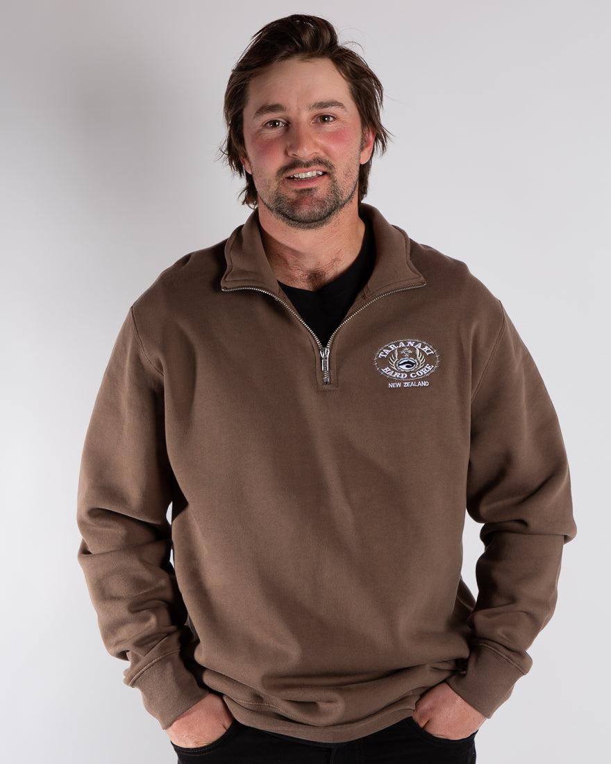 Mens Oval 1/4 Zip Sweatshirt - Brown