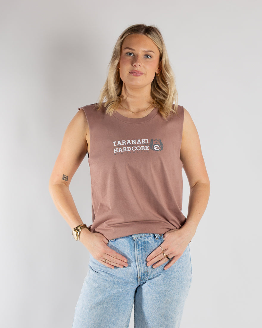 Womens Mountain To Sea Tank Singlet - Hazy Pink