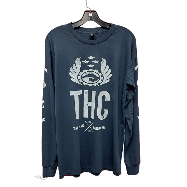 Mens Long Sleeved Logo Print T-Shirt - Airforce Blue
