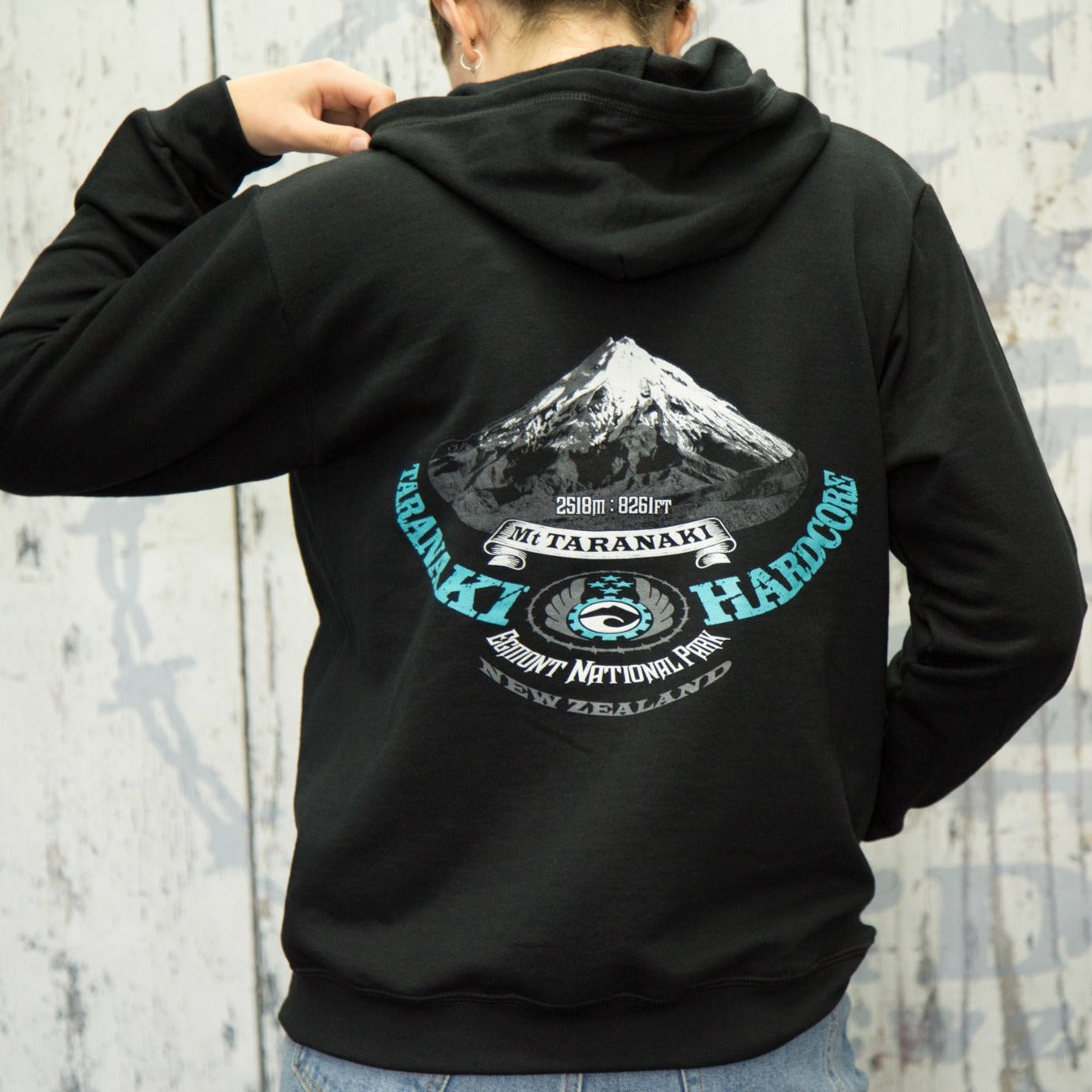 Womens Mountain Hoodie - Black/Teal