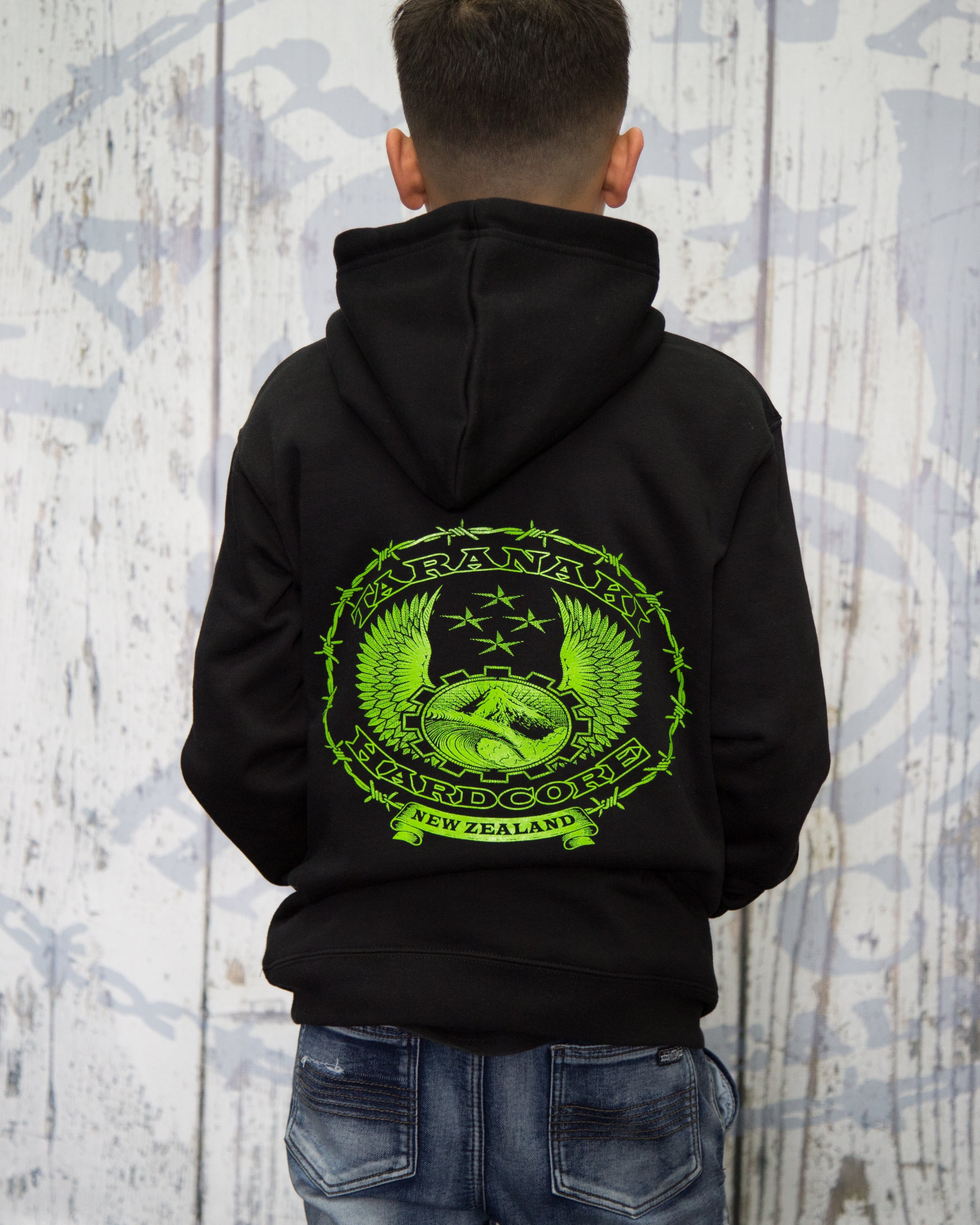 Kids Sketch Hoodie - Black/Lime