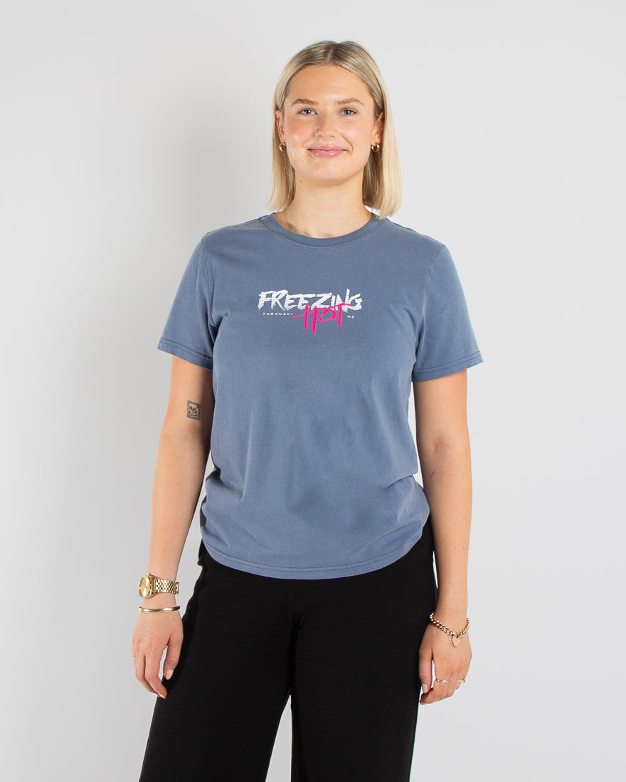 Womens Freezing Hot 80s T-Shirt - Faded Blue