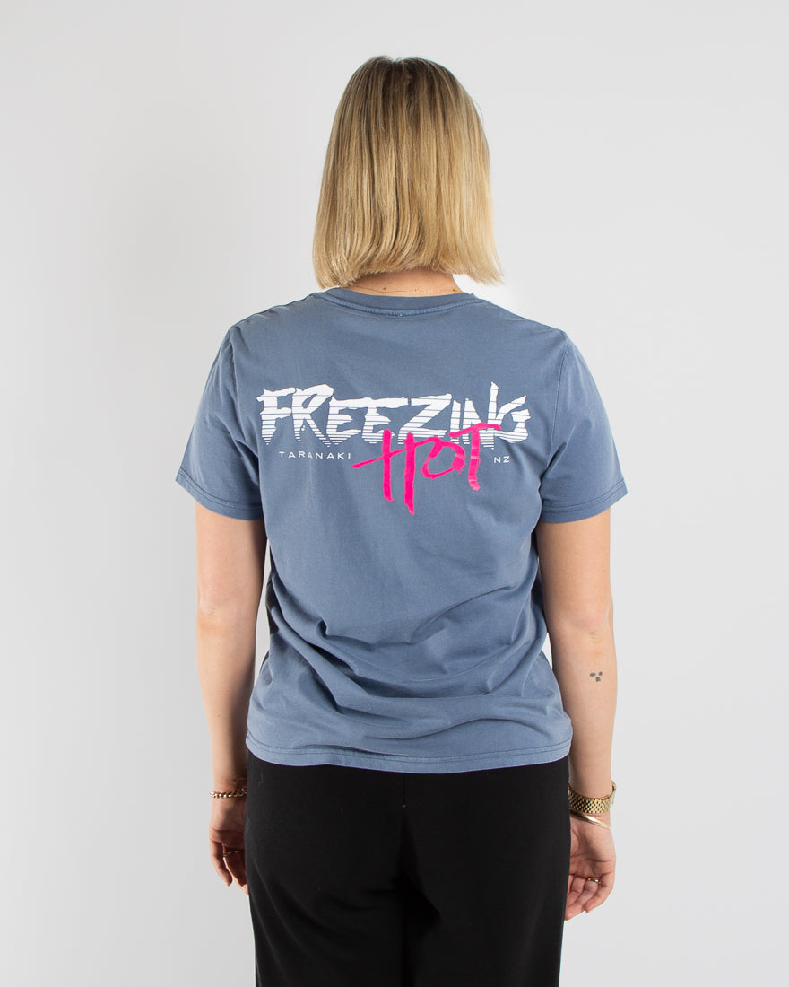 Womens Freezing Hot 80s T-Shirt - Faded Blue