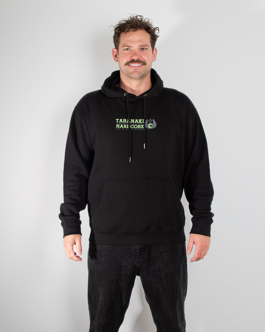 Mens Mountain To Sea Hoodie - Black/Lime