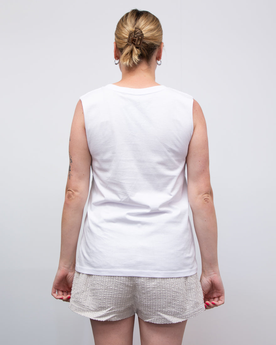 Womens Industrial Tank Singlet - White