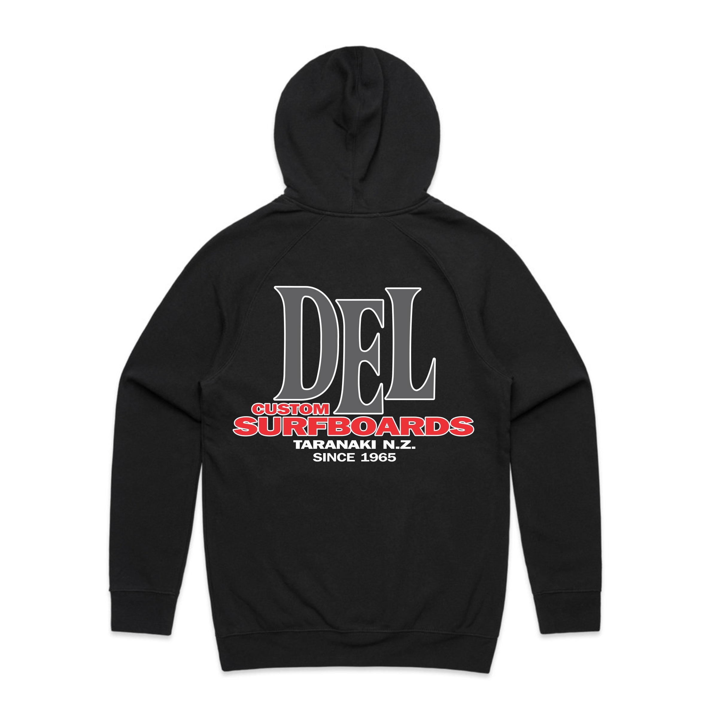 Del Custom Surfboards - Classic Black Hoodie
